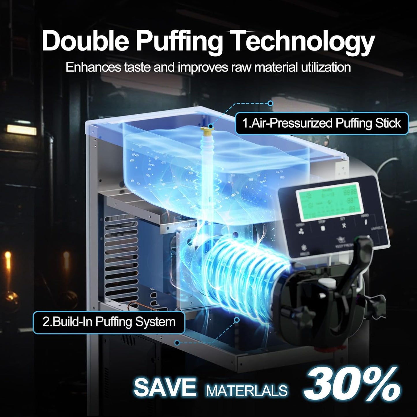 Ice Cream Maker Machine for Home, 5 Inch Screen Soft Serve Ice Cream Machine 4.2 Gals/H Single Flavor Ice Cream Maker with Pre-Cooling Soft Serve Machine with 1.6 Gals Tank for Birthday Party