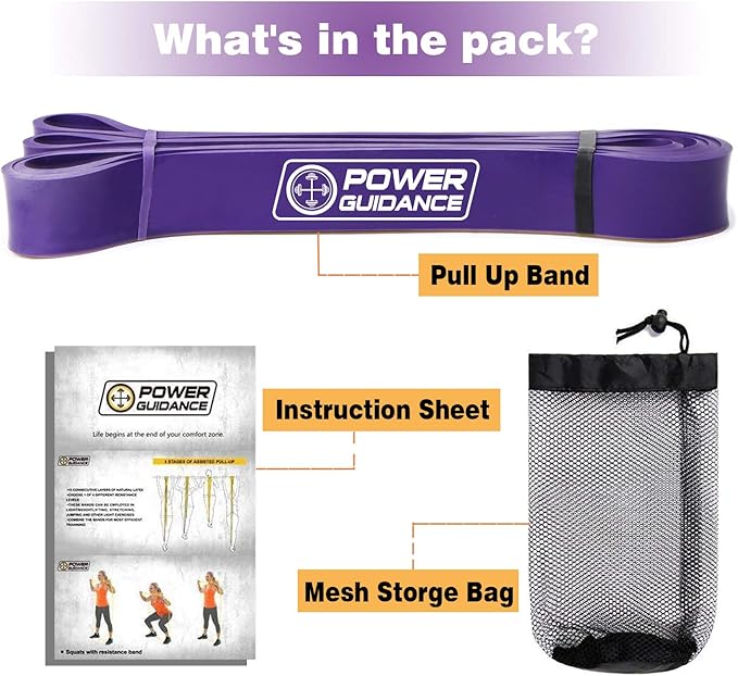 POWER GUIDANCE Pull Up Assist Bands - Stretch Resistance Band - Mobility Band - Powerlifting Bands - by Perfect for Body Stretching, Powerlifting, Resistance Training