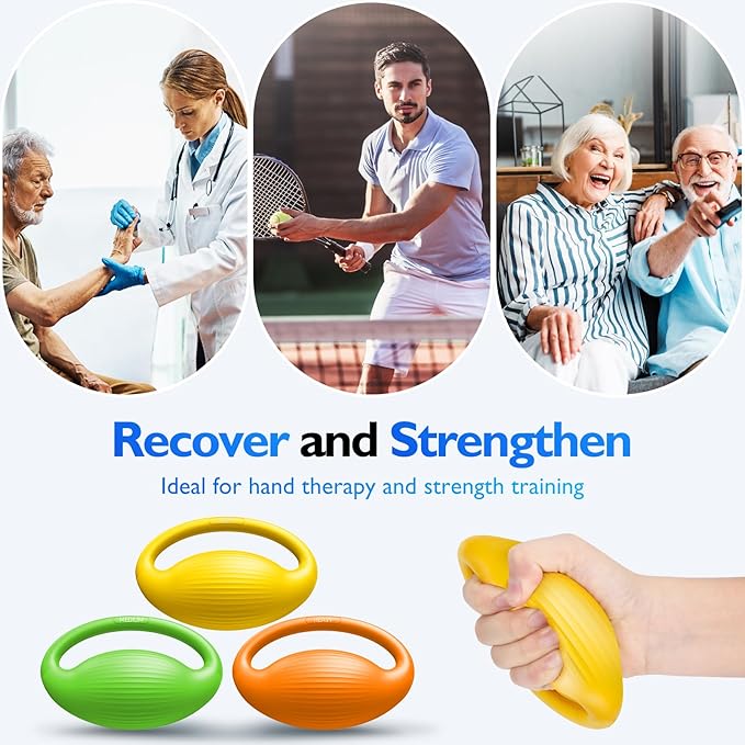 FitBeast Hand Exercise Balls - 3 Resistance Levels Stress Balls for Adults, Squeeze Balls for Hand Therapy, Rehabilitation, Arthritis, Muscle Building