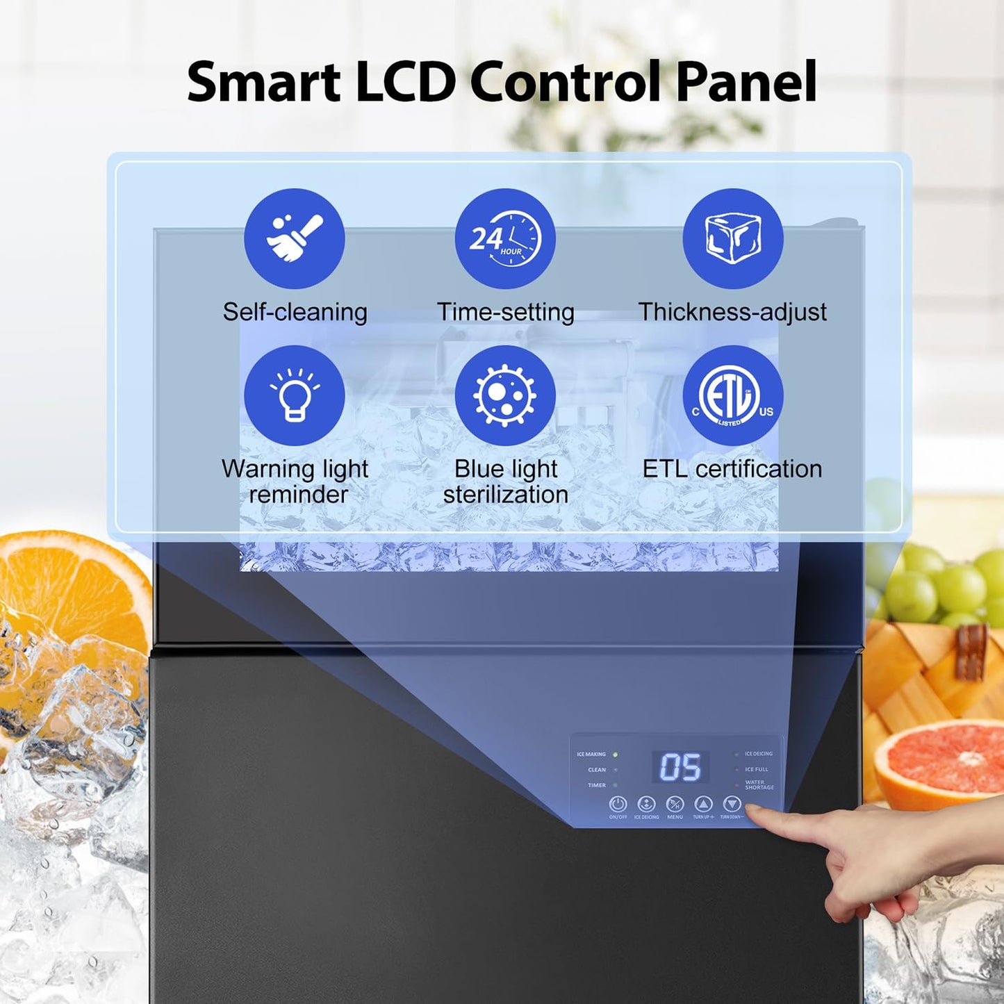 Commercail Ice Maker 130Lbs/24H with 35Lbs Ice Capacity,Upgraded 15" Wide Under Counter Ice Machine 45Pcs Ice Cubes,Commercial Ice Machine Self Clean Stainless Steel Built-in or Freestanding