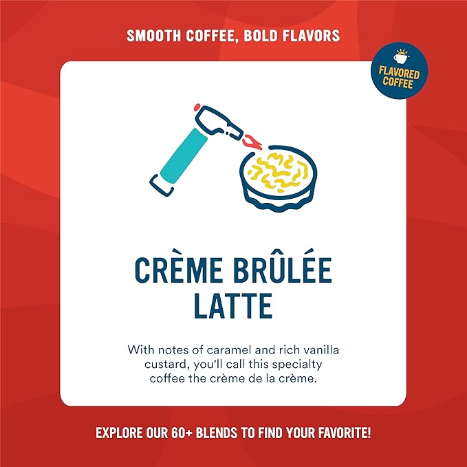 Cameron's Coffee Holiday Roasted Ground Coffee Bag, Flavored, Crème Brulee Latte, 12 Ounce (Pack of 6)