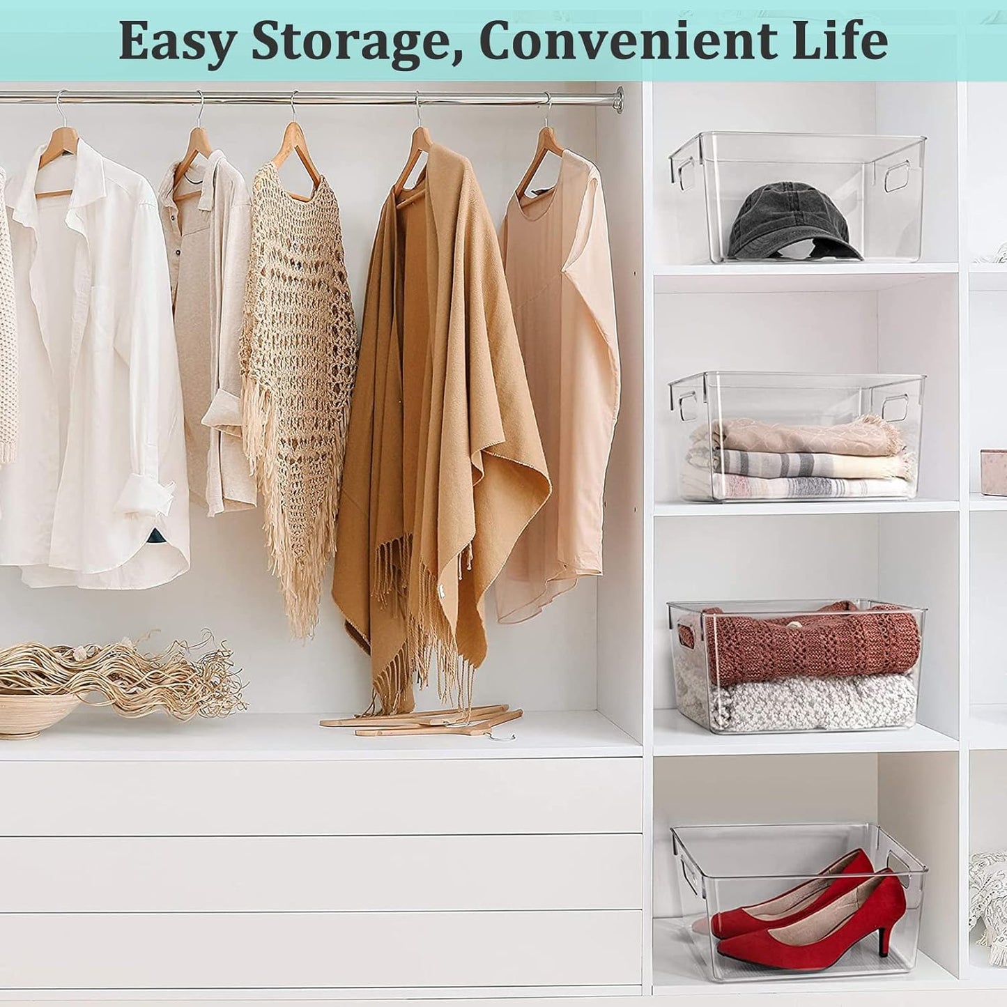 Fridge Organiser Set, Transparent Storage Box Organiser, Stackable, Organiser Boxes for Fridge, Cupboard, Pantry, Snacks, Cans, Kitchen, 11.5 x 8 x 6 inch