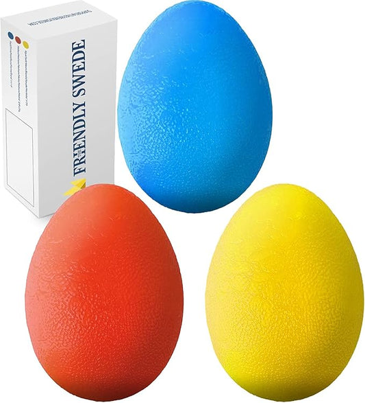 The Friendly Swede Stress Balls for Adults - 3 Squeeze Balls for Hand Therapy, Stress Relief & Strength; 3 Resistance Levels