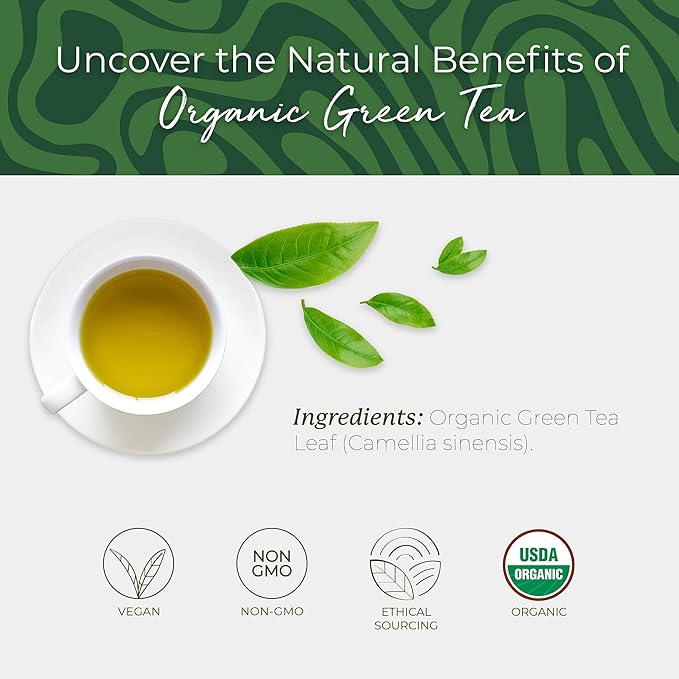 Starwest Botanicals Organic Green Tea - Caffeinated Herbal Tea, Contains Caffeine, Tea with Antioxidant Properties, USDA Organic Green Tea Leaf, Non GMO - Bulk Pack, 100 Tea Bags