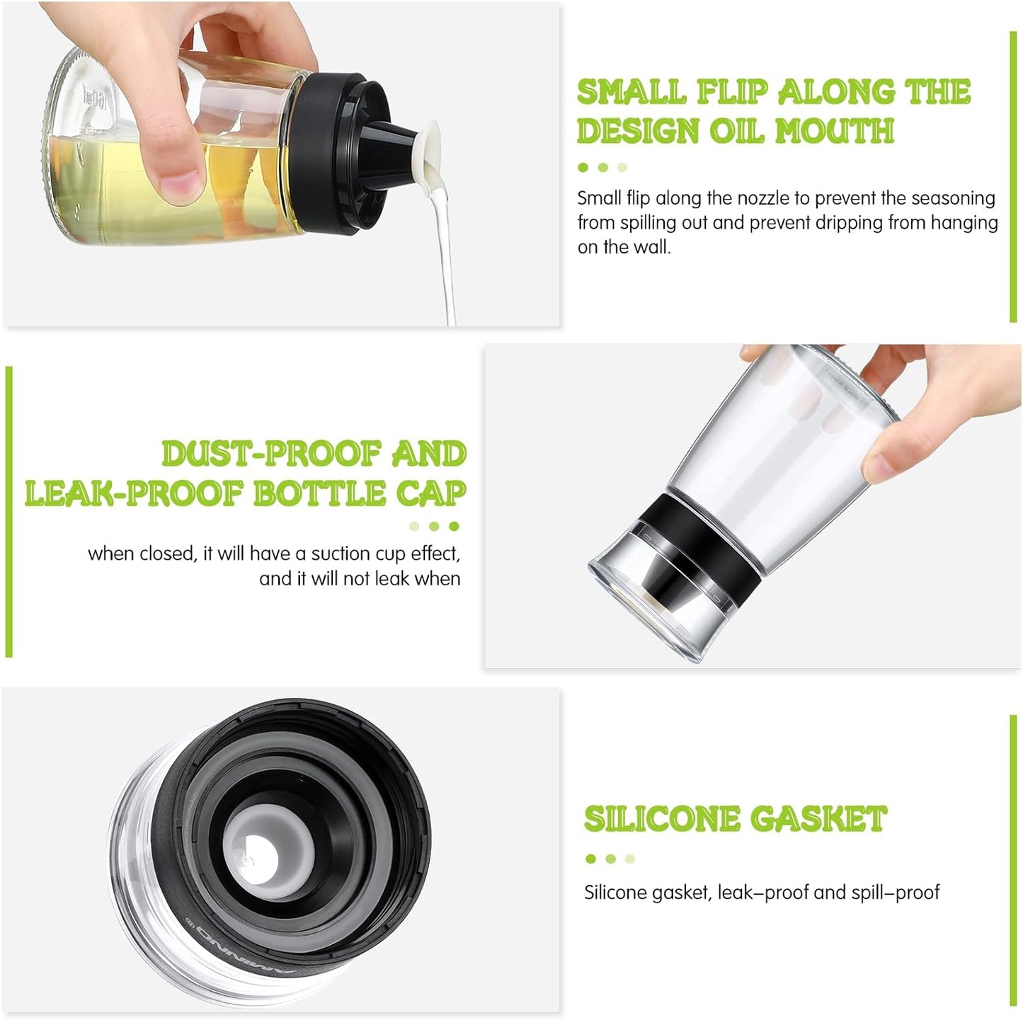 4 Pieces 5.4 oz Oil and Vinegar Dispenser Set with No Drip Tops, Glass Cruet Bottles Clear Olive Oil Bottles Soy Sauce Dispenser Cooking Oil Container Leakproof for Kitchen Barbecue Salad Dressing