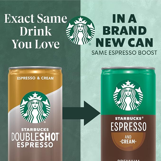 Starbucks Ready to Drink Coffee, Espresso & Cream Light , 6.5oz Cans (12 Pack) (Packaging May Vary)