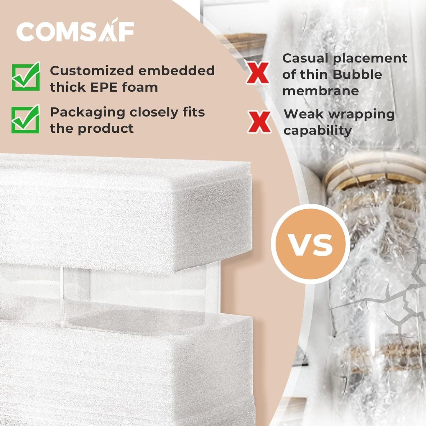 ComSaf 115 oz Glass Food Storage Containers, Cereal Storage Containers with Airtight Lids, Large Square Glass Jars with Bamboo Lids, for Rice, Pasta, Oats, Grains, Coffee Beans