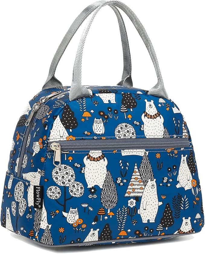 FlowFly Insulated Lunch Cooler Bag - Tote Bag Organizer for Women/Men, Owl