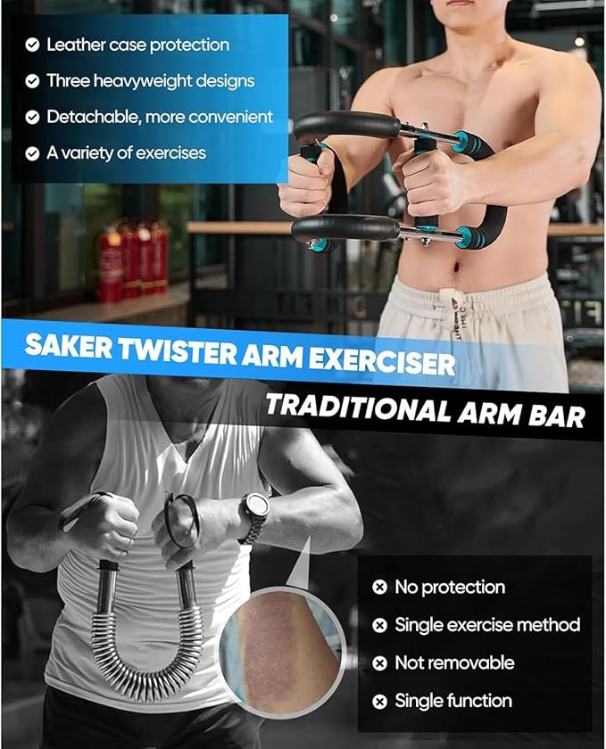 LYKAN Twister Arm Trainer, 40-100lb Adjustable Chest Workout Equipment, Arm Trainer, Twister Arm Trainer, Portable Power Twister Bar, Detachable Design Fitness Anywhere