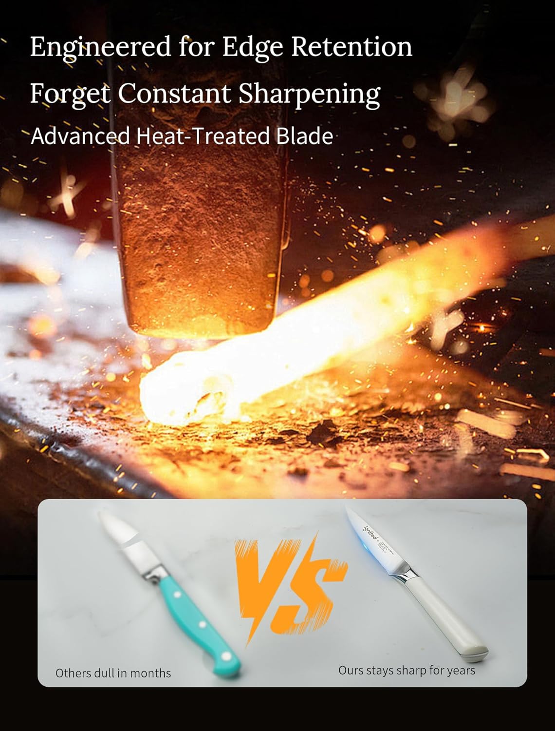 3.5 Inch Paring Knife – German Stainless Steel, Ergonomic Ivory White Handle, Minimalist Small Kitchen Knife for Peeling & Cutting, Ideal Gift for Chefs, Cooks