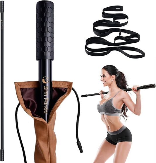 Slim Panda Yoga Stick, 5ft Natural Bamboo Stick with Rubber Ends, Exercise Stretching Stick for Yoga, Stretching, Balance and Correcting Posture, Rehabilitation Physical Therapy Aids