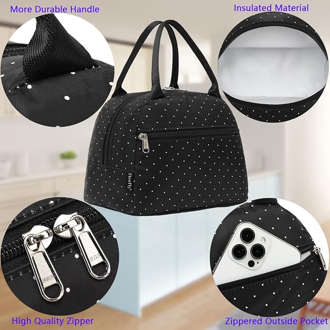 FlowFly Insulated Lunch Cooler Bag - Tote Bag Organizer for Women/Men, Dot