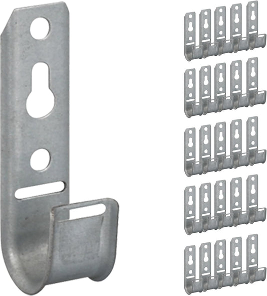ICC 3/4-Inch Wall Mount J-Hook – 25-Pack, Cable Support Hooks Without Retainer Clips, Galvanized Steel with Zinc Finish – for Structured Cabling and Cable Management