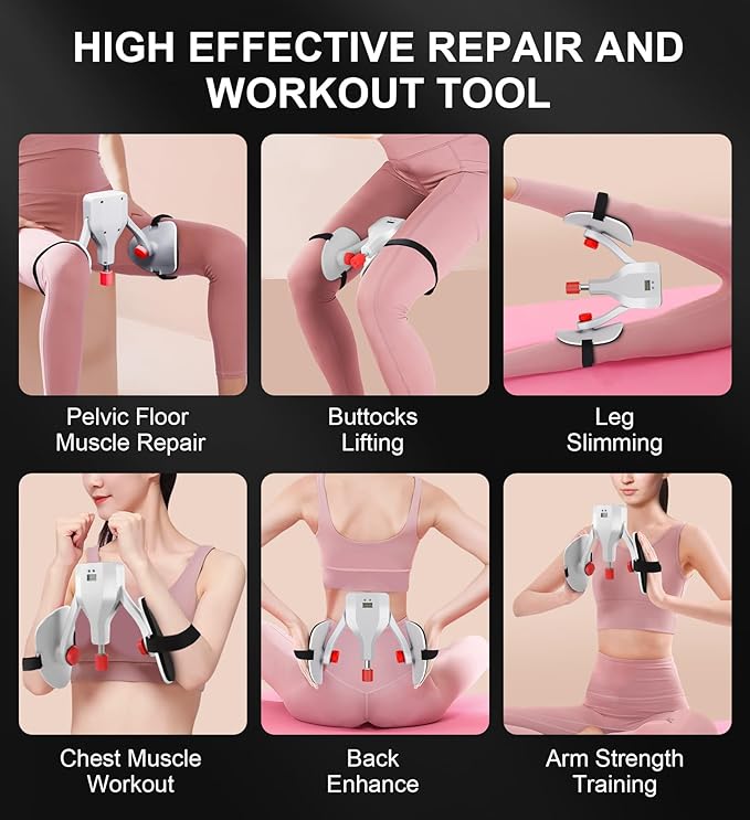 Thigh Master Hip Trainer Kegel Exerciser - Pelvic Floor & Inner Thigh Exercise Device - 77LBS Adjustable Leg Workout Equipment for Home Gym