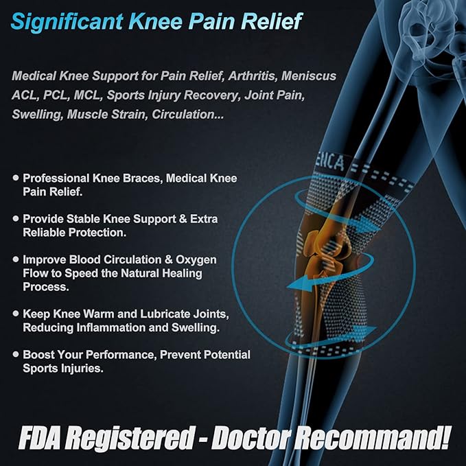 NEENCA Knee Brace for Women & Men, Medical Knee Support with Patella Pad & Side Stabilizers, Knee Compression Sleeve for Knee Pain, Meniscus Tear, ACL, Joint Pain, Runner, Workout - FSA/HSA Eligible