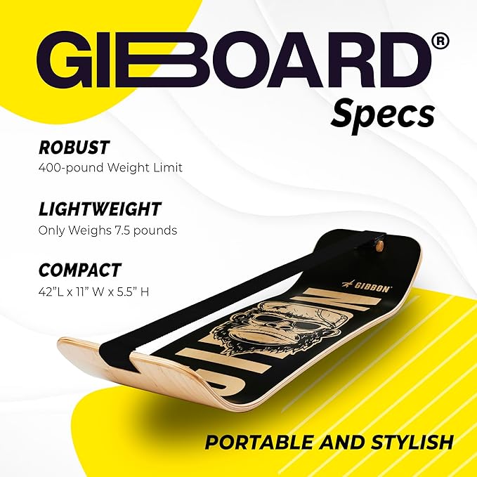 GIBBON SlackBoard - GiBoard Balance Board Kids & Adults - Slackline Balance Trainer - Slack Board Core Workout Equipment Home Gym Training - Standing Desk Exercise - Yoga, Agility, Pilates & More