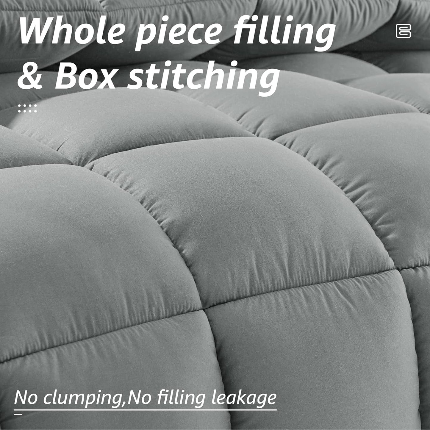 HYLEORY All Season King Size Bed Comforter - Cooling Down Alternative Quilted Duvet Insert with Corner Tabs - Winter Warm - Machine Washable - Light Grey