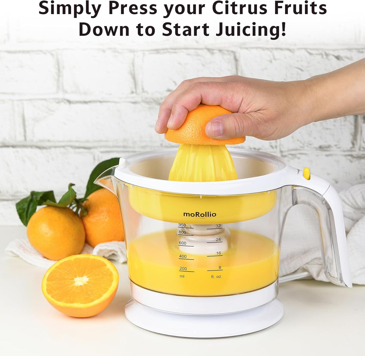 Citrus Juicer, Orange Juicer | Electric Citrus Juice Squeezer with Adjustable Pulp Control, 32oz | for Oranges, Grapefruits, Lemons and Limes