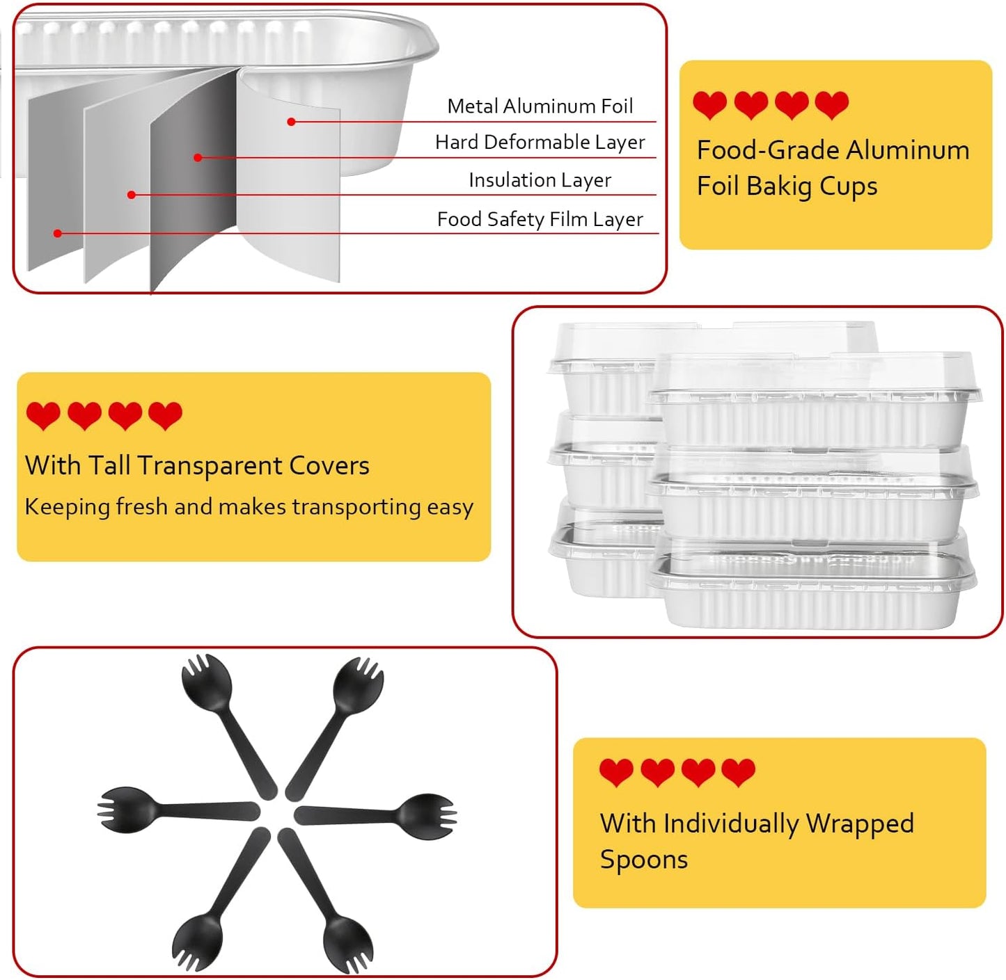 LNYZQUS Mini Loaf Pans with Lids 100 Pack, 6.8oz Mini Cake Pans Rectangle Aluminum Foil Baking Tins Containers,Disposable Small Cake Baking Pan Cupcake Baking Cups Muffin Tins-White