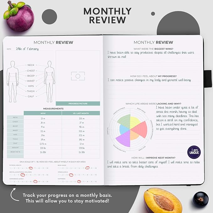 Clever Fox Wellness Planner - Weekly & Daily Health and Wellness Log, Food Journal & Meal Planner Diary for Calorie Counting, Notebook for Medical Condition Tracking, A5-Sized - Black