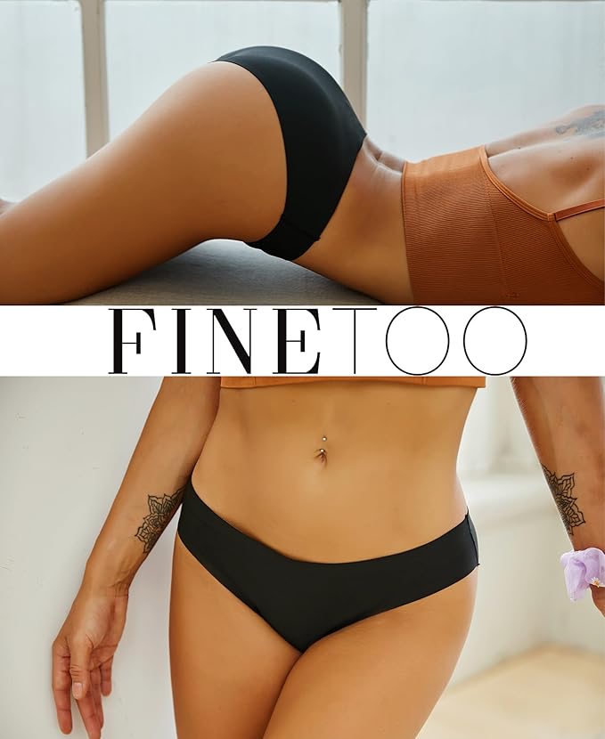 FINETOO 6 Pack Women’s Seamless Hipster Underwear No Show Panties Invisibles Briefs Soft Stretch Bikini Underwears XS-XL