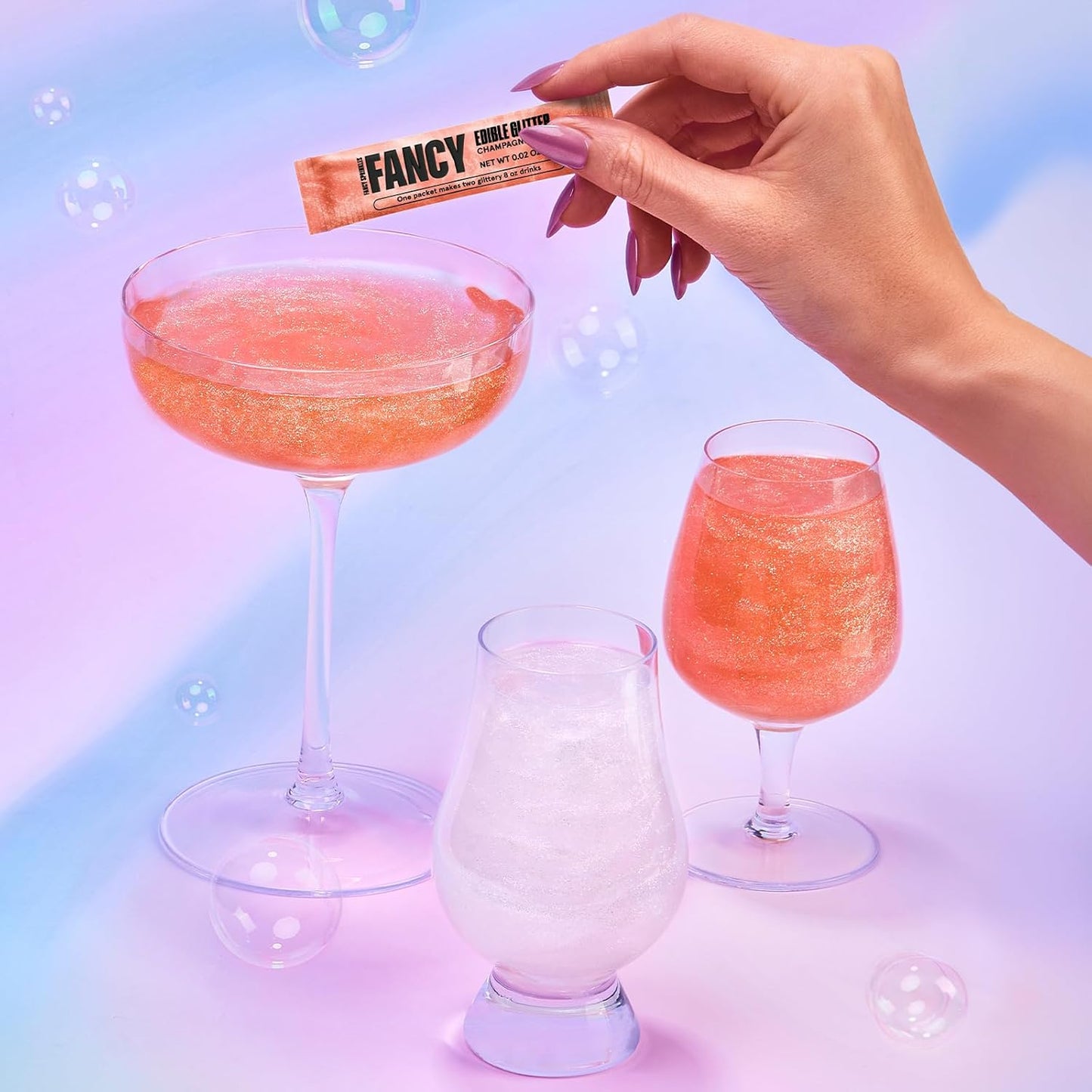 Fancy Sprinkles VIP Set (Opulust and Mystery) Edible Glitter Packets Portable & On-The-Go for Sparkling Drinks, Champagne, Cocktails, Wine, Beer, & more. (2 Pack)