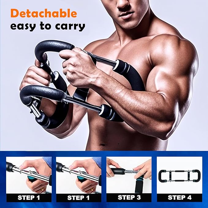 ShakerTwister Arm Trainer (40-100 lbs) - Adjustable Unisex Home Fitness Resistance Device, Portable Detachable arm Twist Exerciser for strengthening Biceps, Triceps and Upper Body.