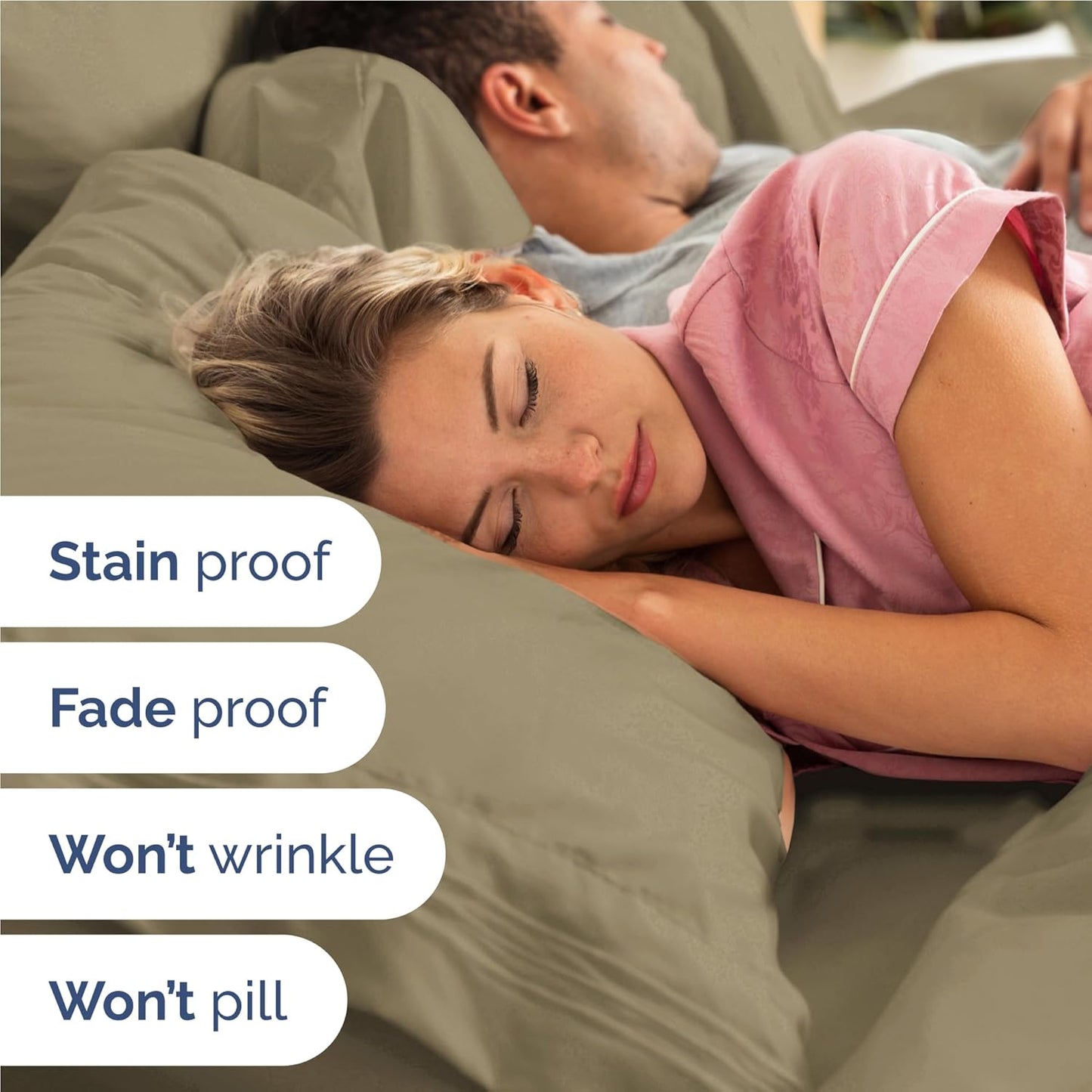 Full Size 4 Piece Sheet Set - Comfy Breathable & Cooling Bed Sheets Set - Hotel Luxury Bedding for Women, Men, Kids, Teens, Boys & Girls - Deep Pockets, Ultra-Soft and Wrinkle Free - Oeko-Tex - Khaki