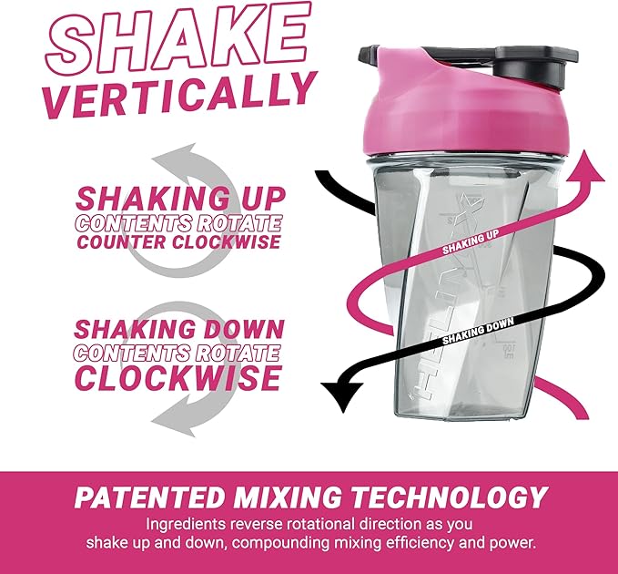 HELIMIX 1.5 Vortex Blender Shaker Bottle Holds Upto 20oz | No Blending Ball or Whisk | USA Made | Portable Pre Workout Whey Protein Drink Shaker Cup | Mixes Cocktails Smoothies Shakes | Top Rack Safe