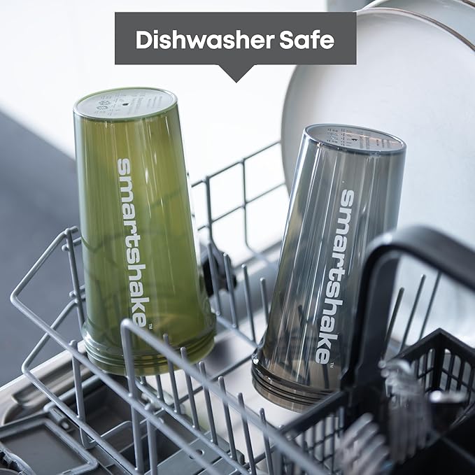 Smartshake Lite 4-Pack Protein Shaker Bottle 800 ml | 27 oz - Leakproof Screw-on Lid - BPA Free – Unisex - Mist Gray, Army Green, Black, Navy Blue