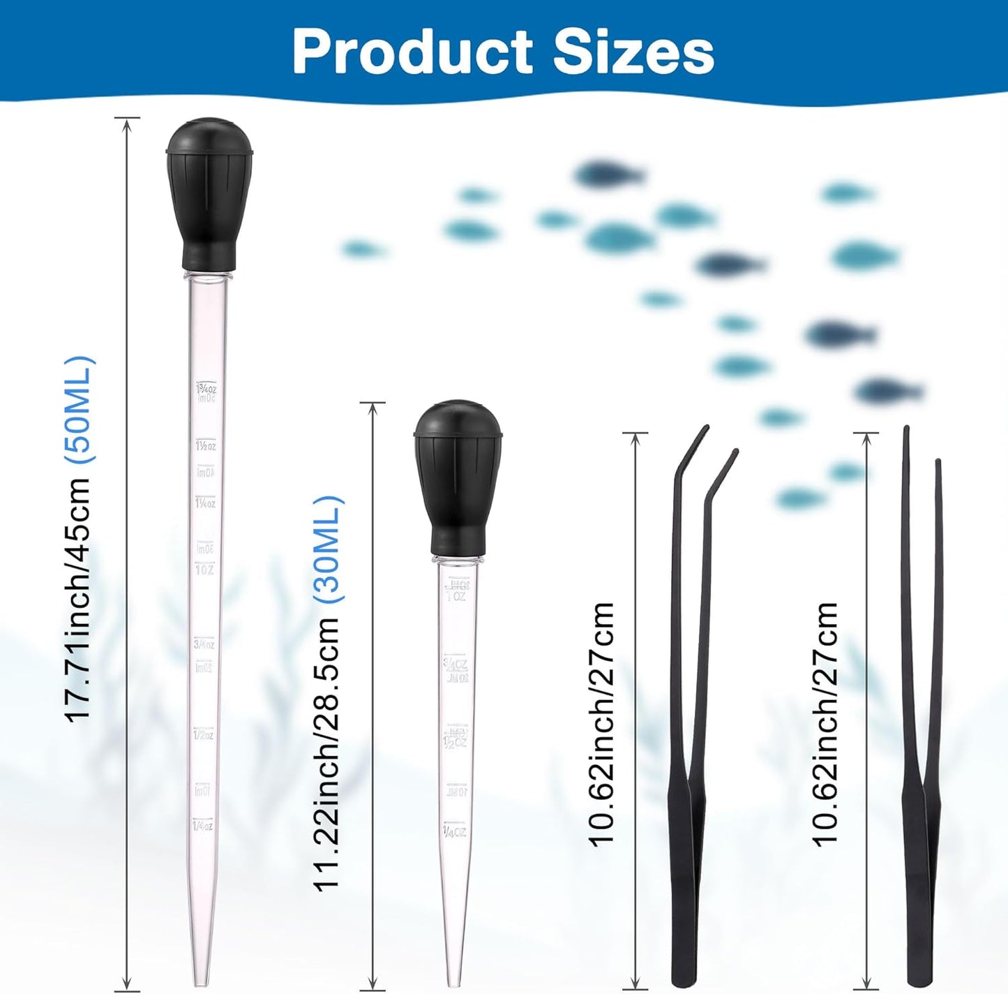 4 in 1 Aquarium Coral Feeder Kit, 2pcs Coral Feeder, with 2pcs Feeding Long Tweezers for Aquarium Marine Fish Reef Aquatic Plant Spider Snake Lizard (Black)