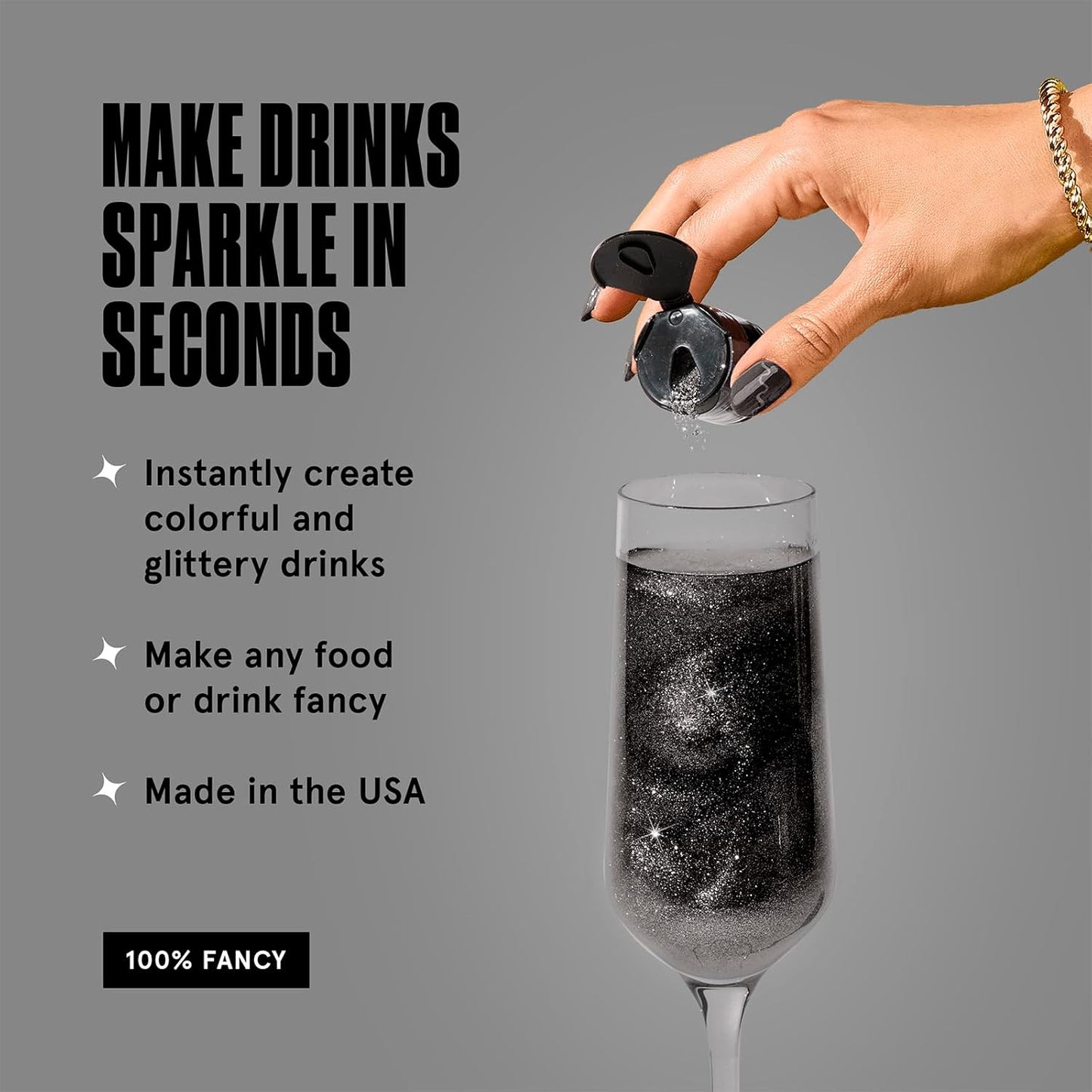 Fancy Sprinkles Halloween Onyx Black Premium Edible Glitter, 100% Edible Glitter for Sparkling Food & Drinks No Taste or Texture (4gm)