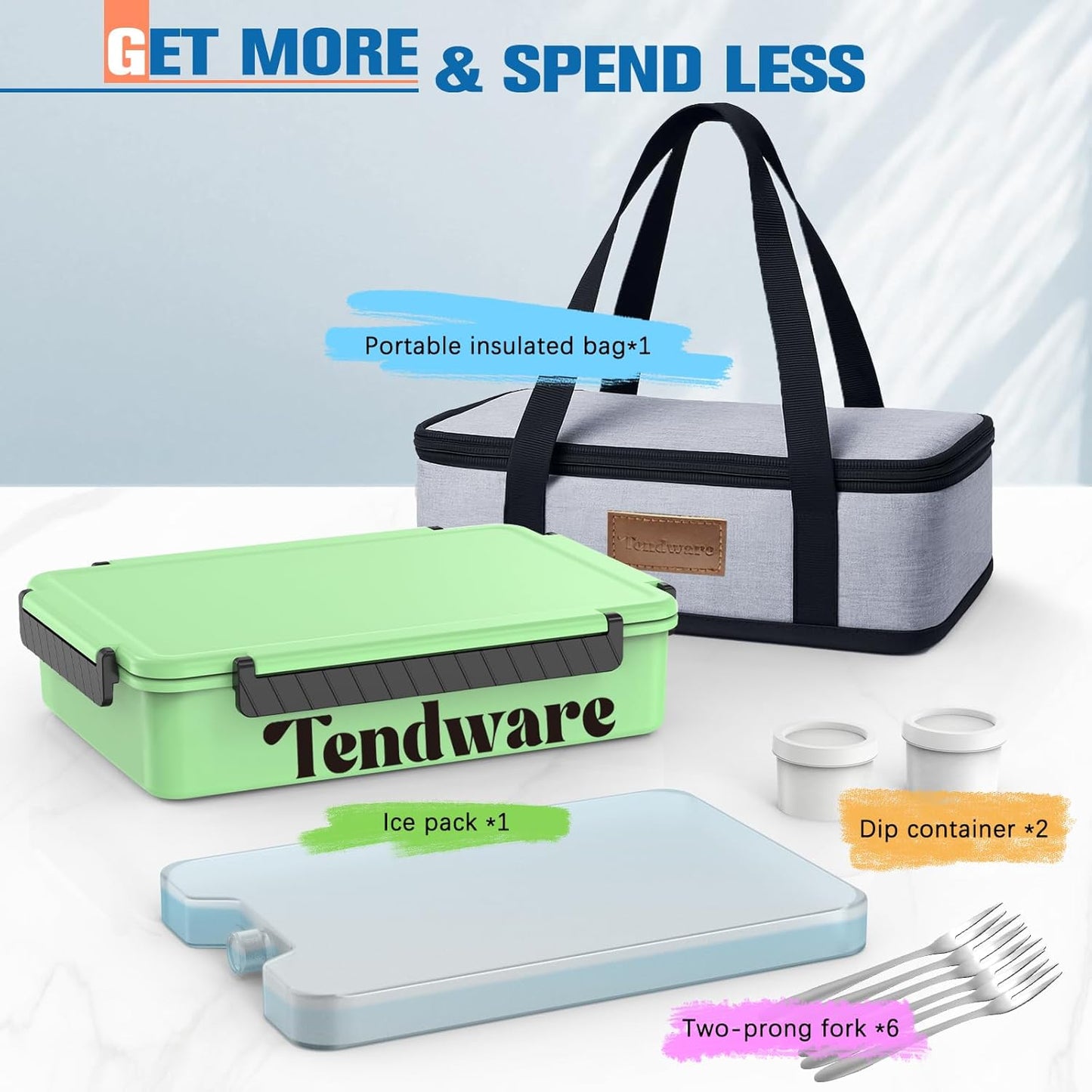 Chilled Portable Snackle Box Container with Reusable Ice Pack Bonus Insulated Bag 2Dip Container Divided Serving Tray Beach Essentials for Charcuterie Road Trip Picnic Family Party (Lime Green)