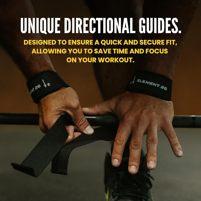 Element 26 Lifting Wrist Straps (Pair) With Guide - Weightlifting & Strength Training Straps for Men and Women