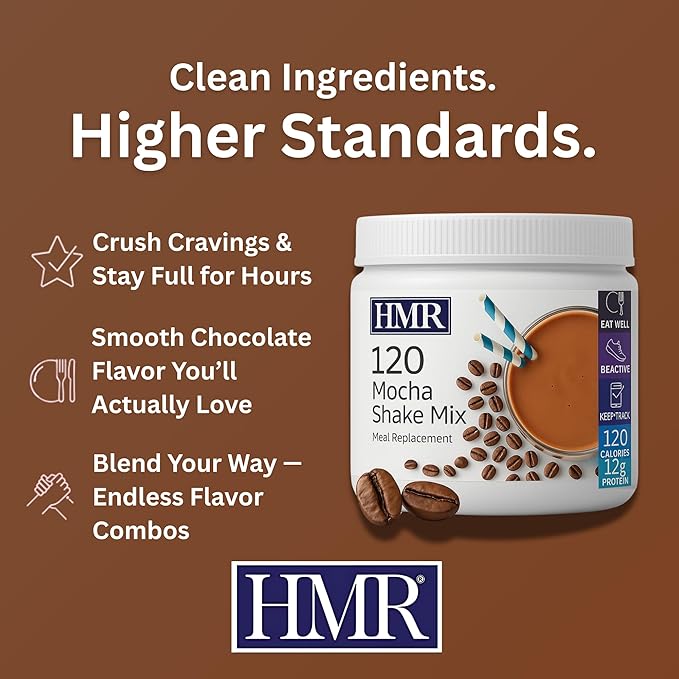 HMR 120 Shake Meal Replacement Powder | Mocha Shake Mix to Support Healthy Weight Loss | 12g of Protein | Nutritional Drink | Low Calorie Food | 12 Servings