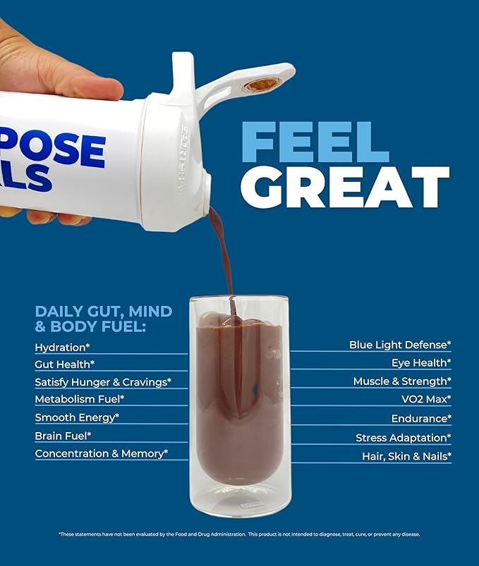 Meal Replacement Shake, Grass Fed Whey Protein Isolate & Collagen Peptides, Creatine Monohydrate, Electrolytes Powder, Prebiotics, Organic Mushrooms, Nootropic Energy Drink (14 Meals Salted Chocolate)