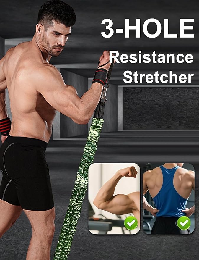 Natural Latex 3-Hole Resistance Stretcher,Chest Expander Stretch Bands for Men,2025 New 3-Way Natural Latex Resistance Band