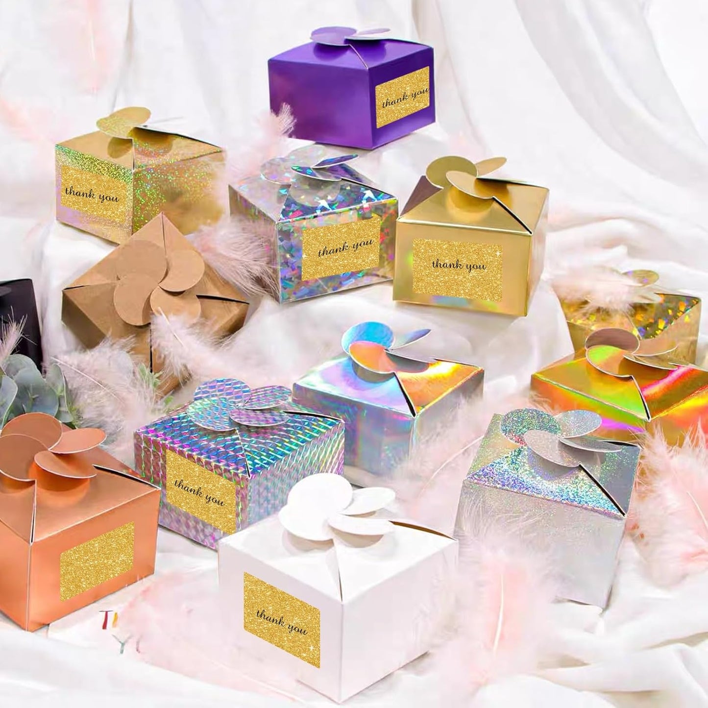 3x2 Inch Holographic Thermal Labels, Shiny Gold Thermal Sticker Labels, Rainbow Glitter Stickers for Price, Barcode, Mailing, Name, DIY Custom Logo Design, 200 pcs/1 Roll