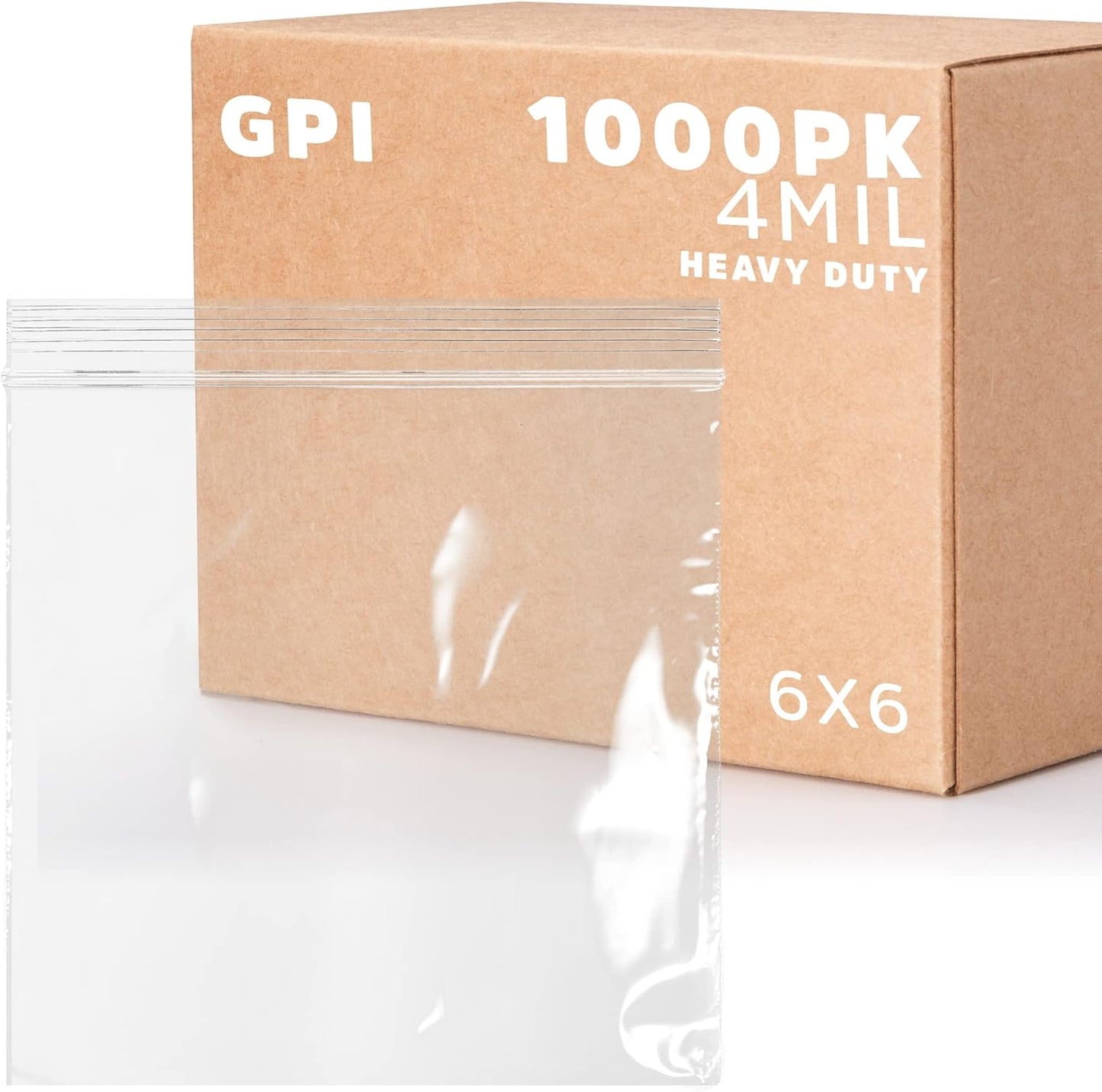 CLEAR PLASTIC ZIP SANDWICH BAGS - Bulk GPI Case Of 1000 6" x 6" 4mil Heavy Duty, Strong & Durable RECLOSABLE Poly Baggies With Resealable Zipper Lock For Travel, Storage, Packaging & Shipping.