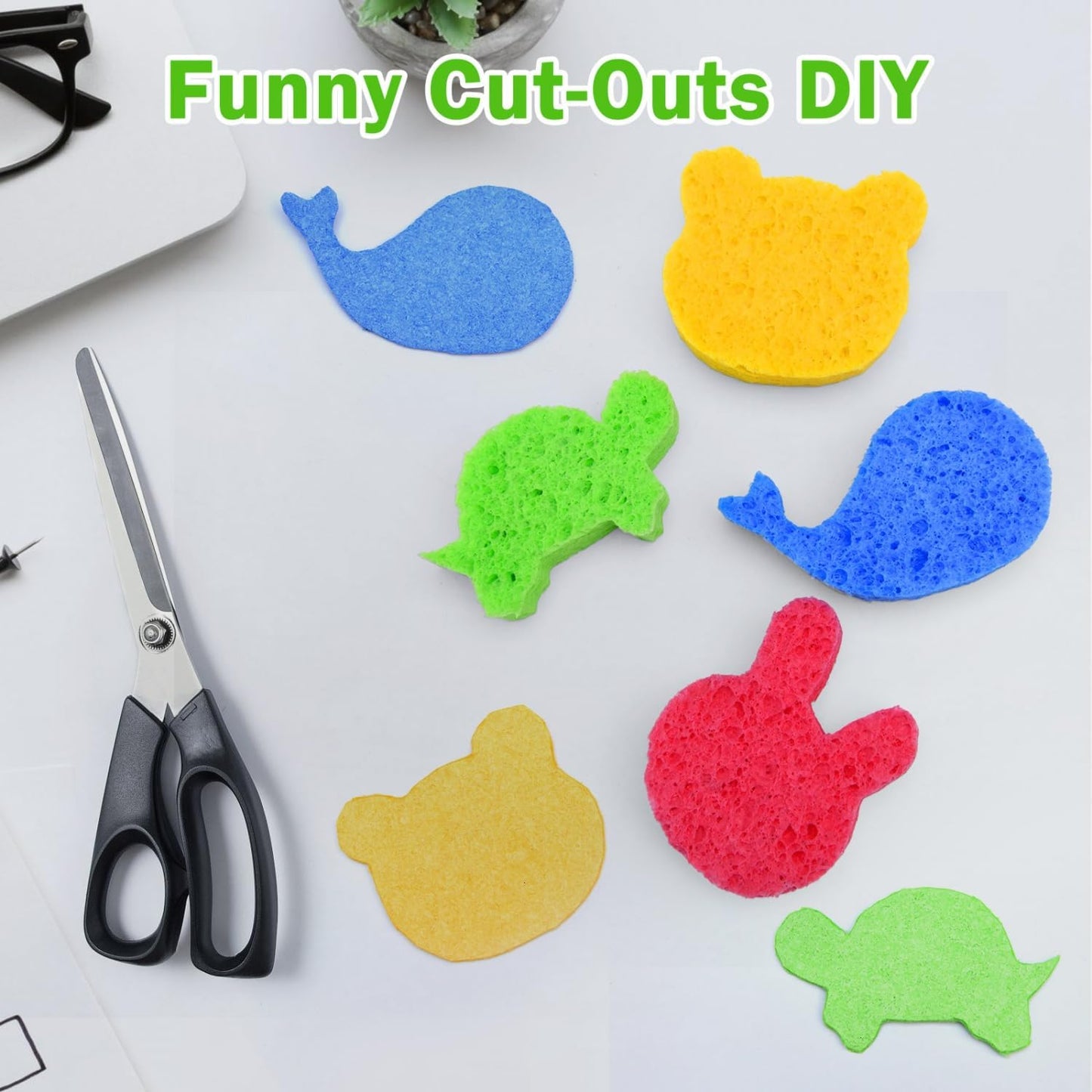 YoleShy 24 Pack Kitchen Sponges Natural Cellulose Compressed Sponges for Cleaning Reusable Dish Sponges Kitchen Non-Scratch DIY for Kids