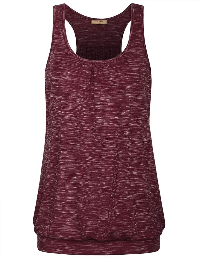 Miusey Womens Sleeveless Round Neck Loose Fit Racerback Yoga Tank Top