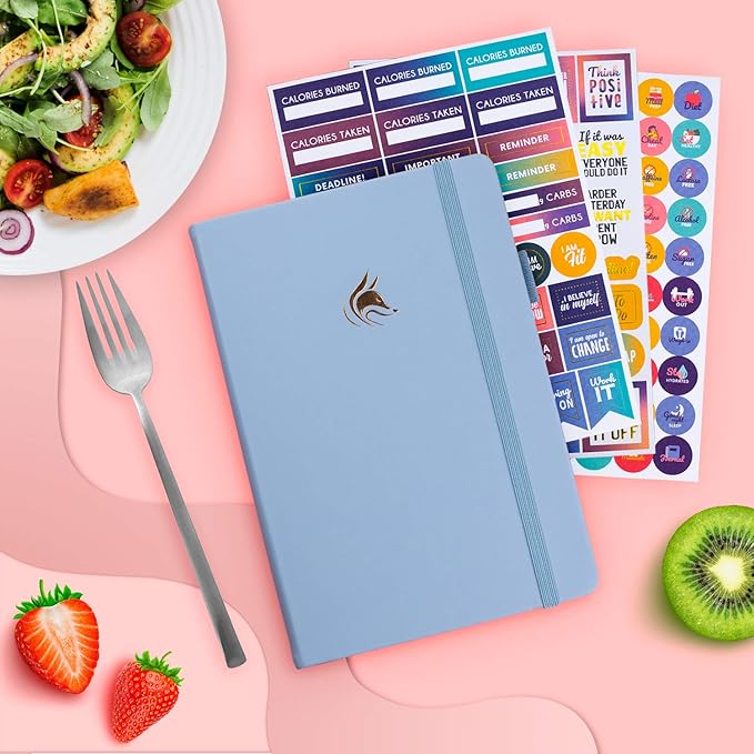 Clever Fox Wellness Planner - Weekly & Daily Health and Wellness Log, Food Journal & Meal Planner Diary for Calorie Counting, Notebook for Medical Condition Tracking, A5-Sized - Light Blue