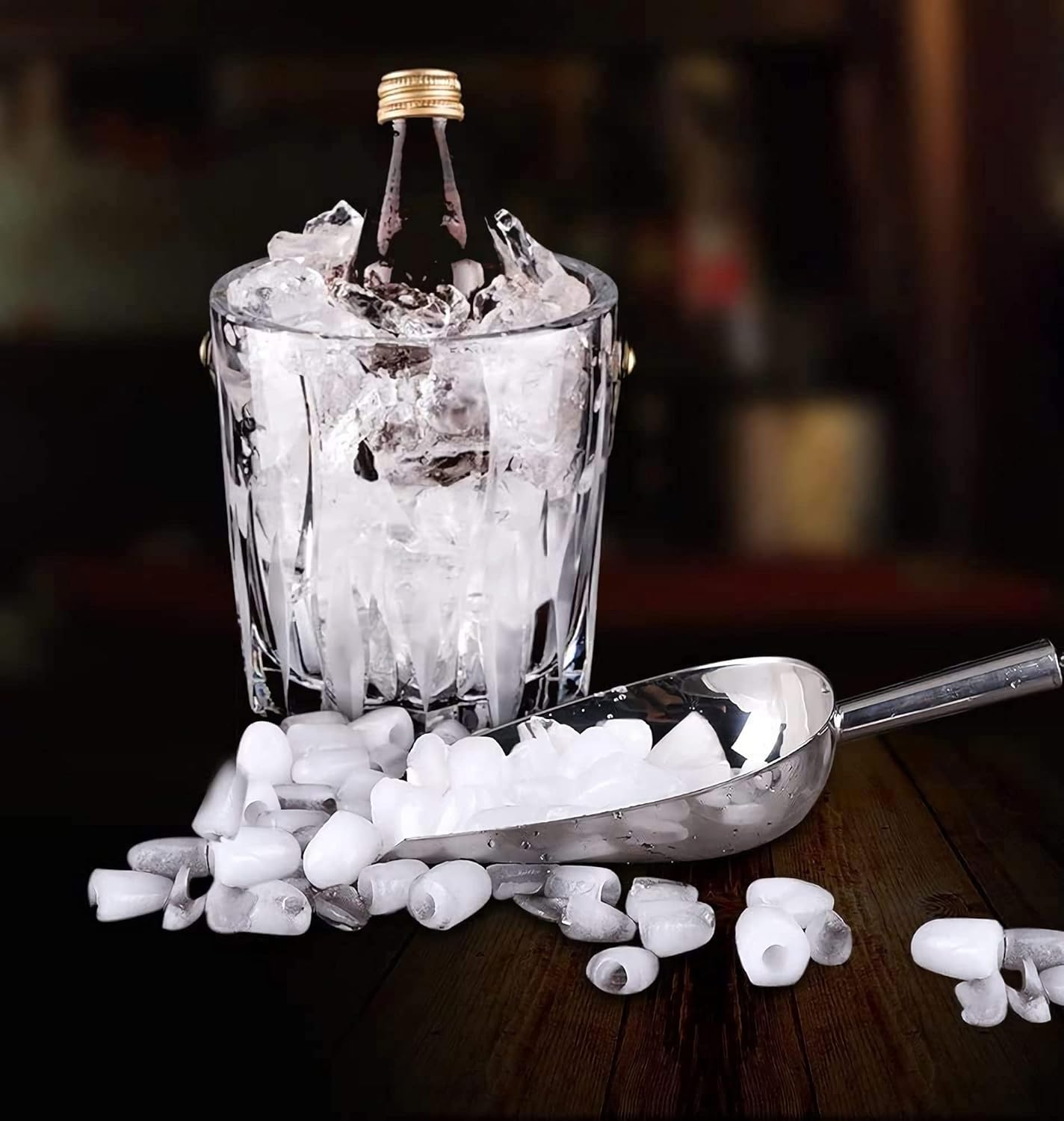 Ice Scoop,Ice Scooper for Ice Maker,24OZ Stainless Steel Metal Food Scoop Kitchen Bar Party Wedding Heavy Duty,Scoops for Household Purposes,Silver (11in)