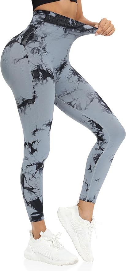 DIBAOLONG Womens High Waist Yoga Pants Cutout Ripped Tummy Control Workout Running Yoga Skinny Leggings