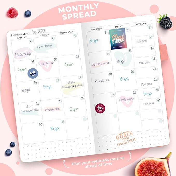 Clever Fox Wellness Planner - Weekly & Daily Health and Wellness Log, Food Journal & Meal Planner Diary for Calorie Counting, Notebook for Medical Condition Tracking – Pocket size (Light Pink)