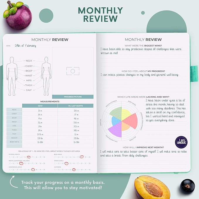 Clever Fox Wellness Planner - Weekly & Daily Health and Wellness Log, Food Journal & Meal Planner Diary for Calorie Counting, Notebook for Medical Condition Tracking, A5-Sized - Turquoise