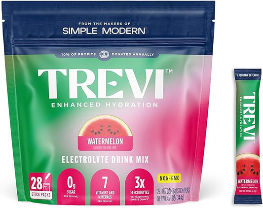 TREVI™ Sugar Free Electrolytes - Drink Mix Hydration Powder Packets - 28 Count - Watermelon