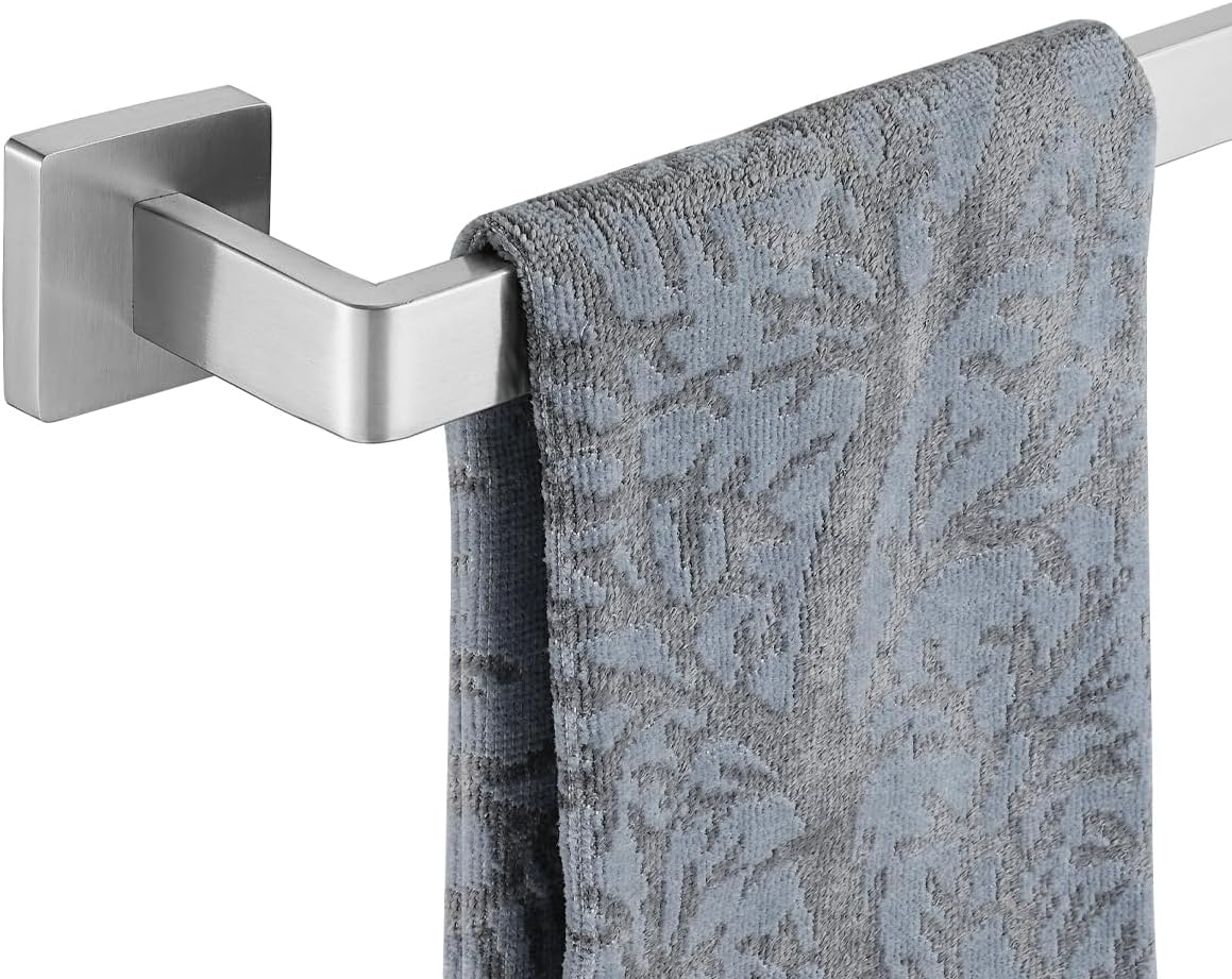 JQK Brushed Towel Bar, Rounded Edges 20.41 Inch Towel Rack, 304 Stainless Steel Bathroom Wall Mount, Useable Length 18 Inch, TB250L18-BN