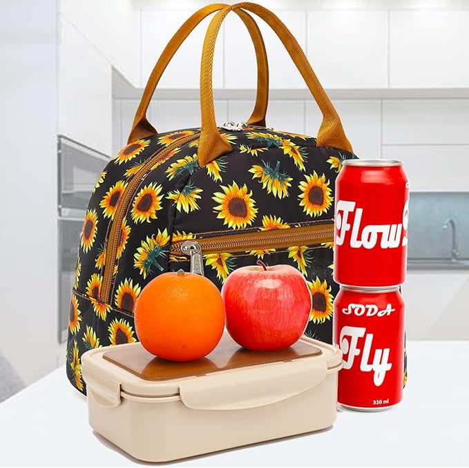 FlowFly Insulated Lunch Cooler Bag - Tote Bag Organizer for Women/Men, SunFlower
