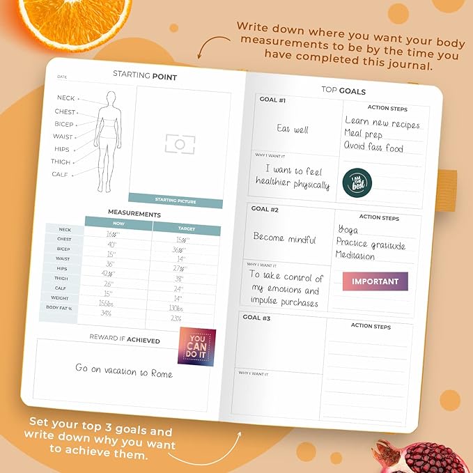 Clever Fox Wellness Planner - Weekly & Daily Health and Wellness Log, Food Journal & Meal Planner Diary for Calorie Counting, Notebook for Medical Condition Tracking – Pocket size (Amber Yellow)